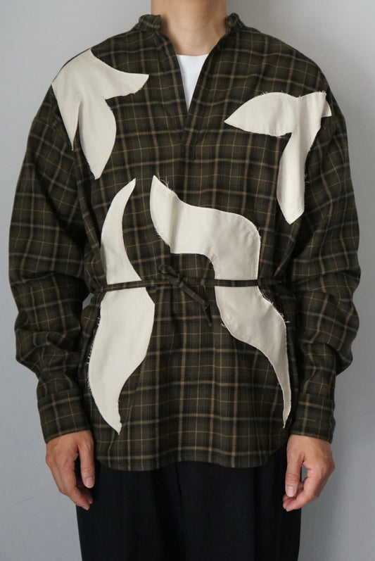 【SHOTAHIYAMA】leaf patchwork pullover shirt