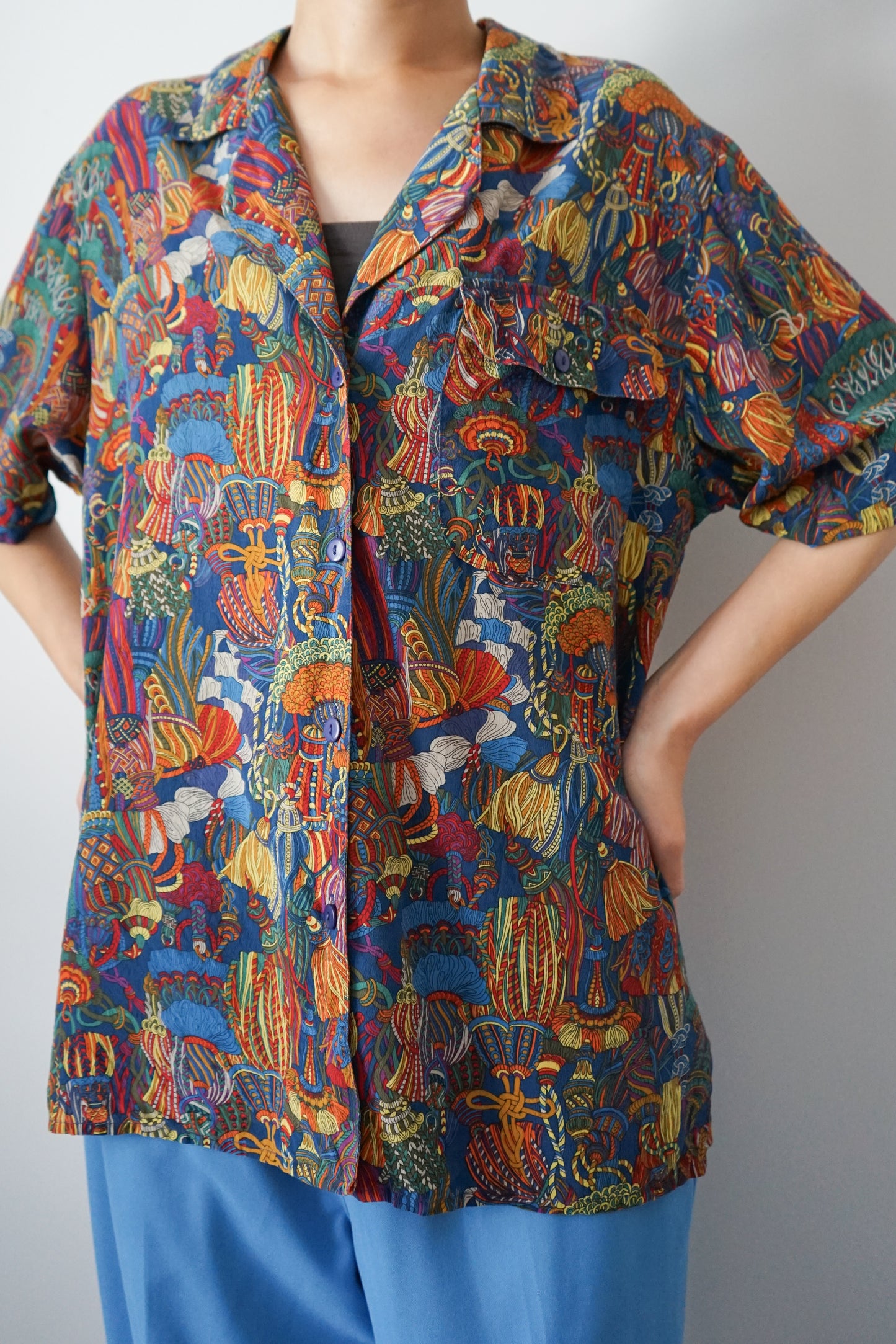 Tassel pattern silk shirt