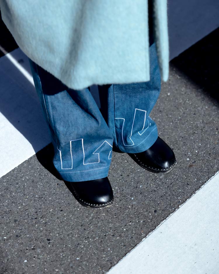 【SHOTAHIYAMA】embroidery denim wide pants