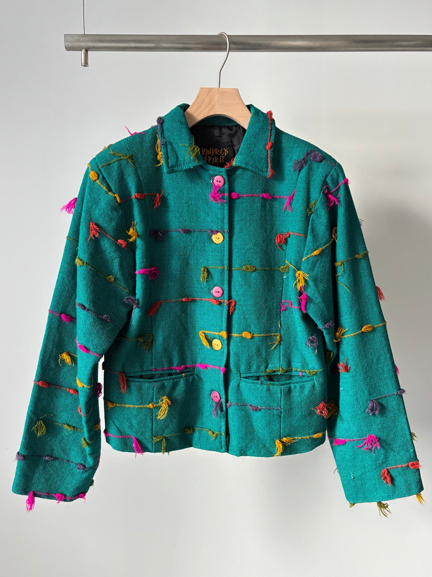 Multi color fringe jacket