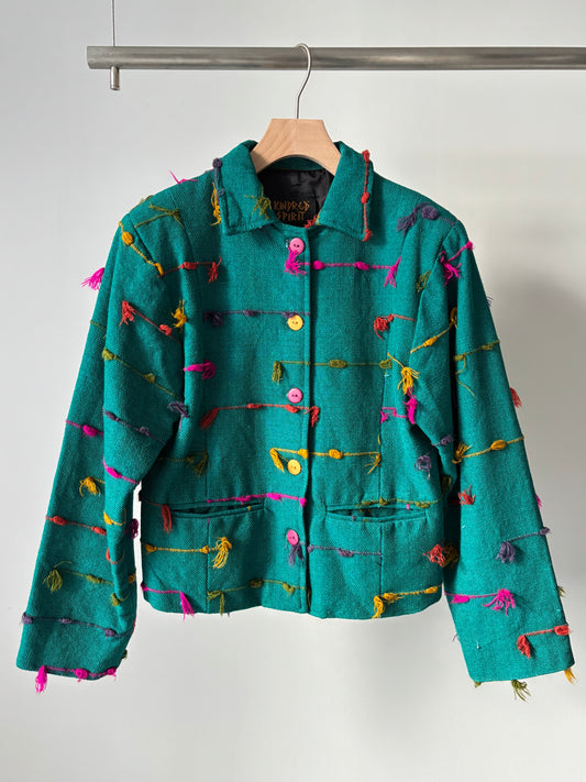 Multi color fringe jacket