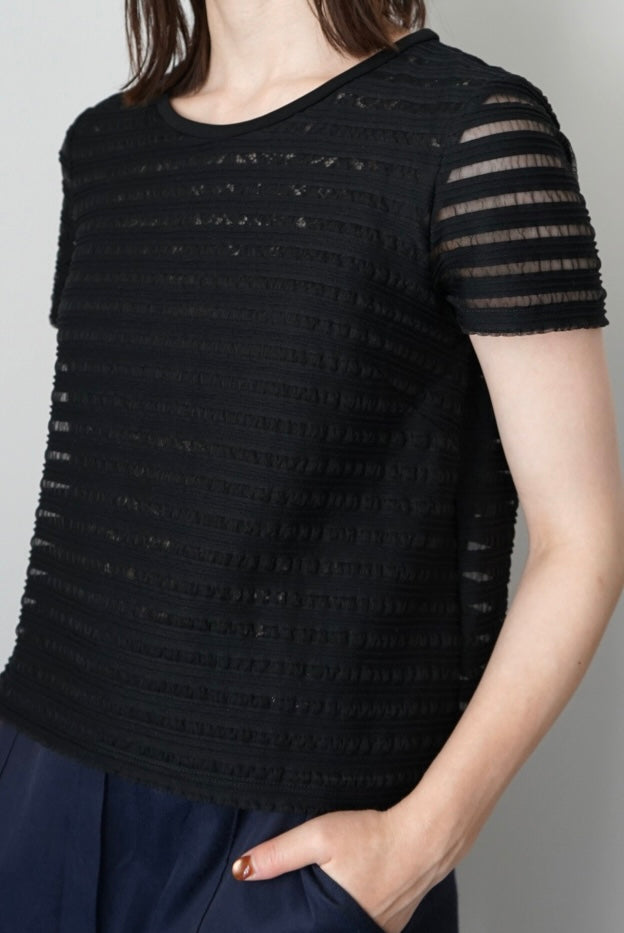 Sheer lace mix tee made in Italy