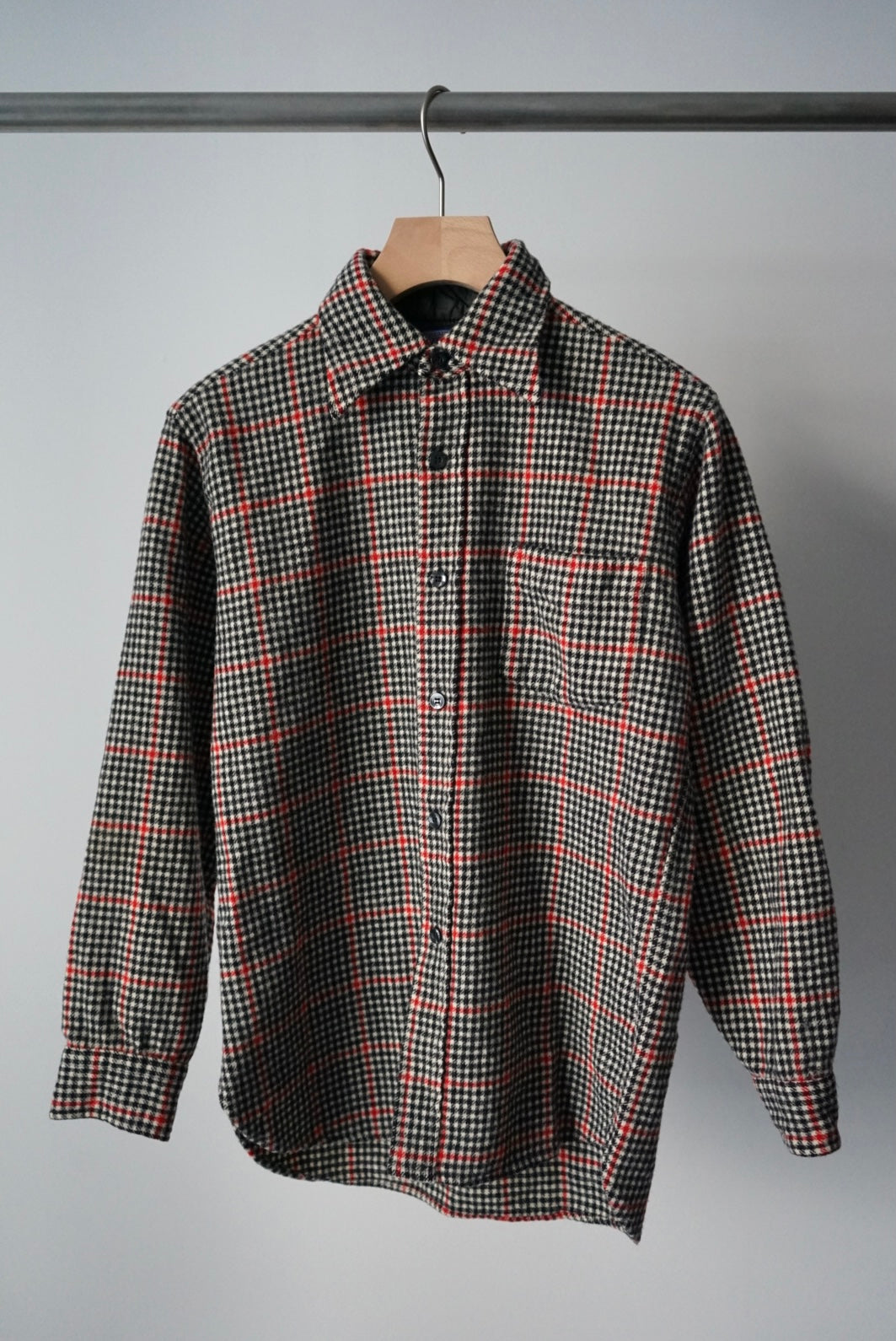 Gingham check wool shirt made in USA