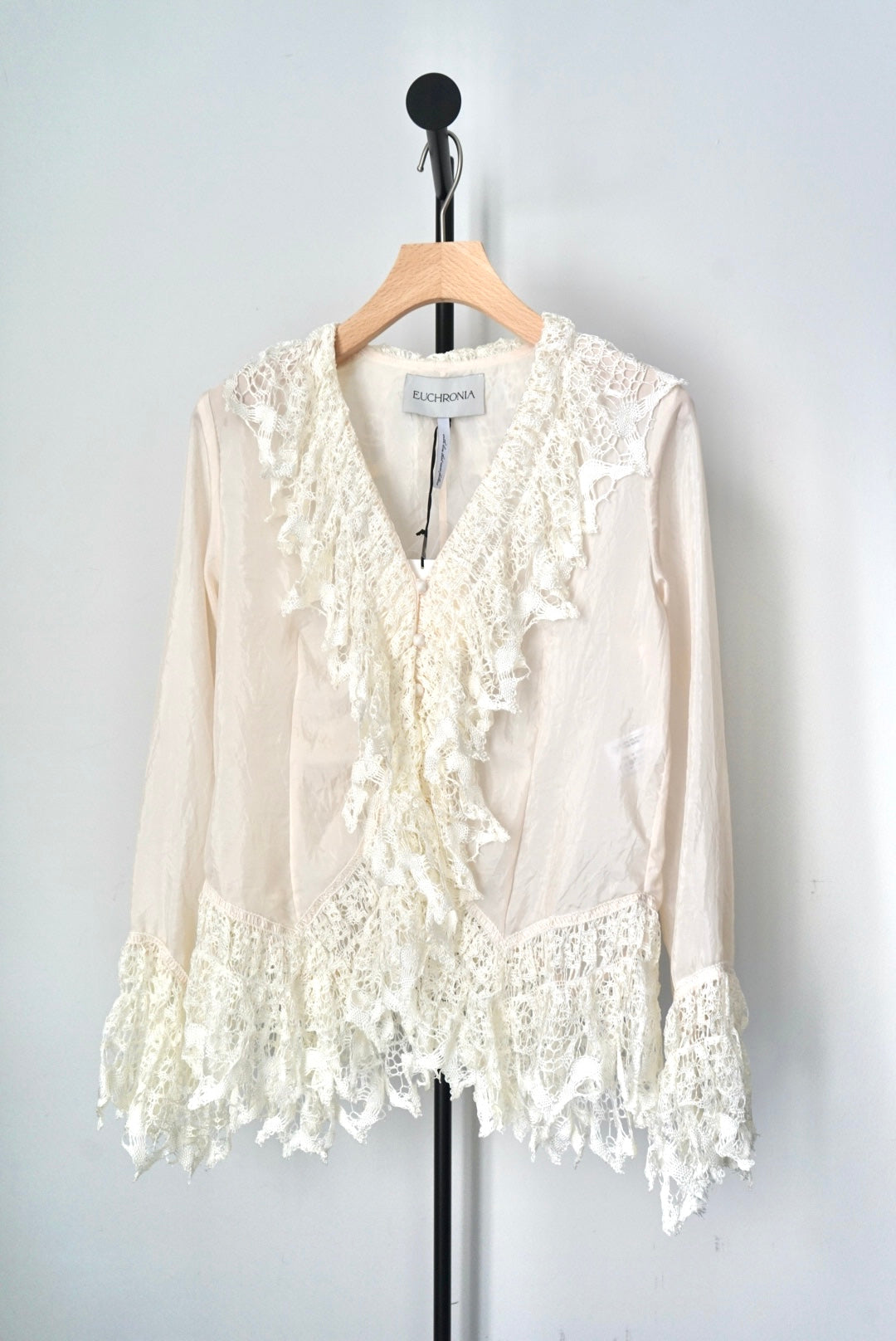 【EUCHRONIA】Original Torsion Lace Blouse -ivory-