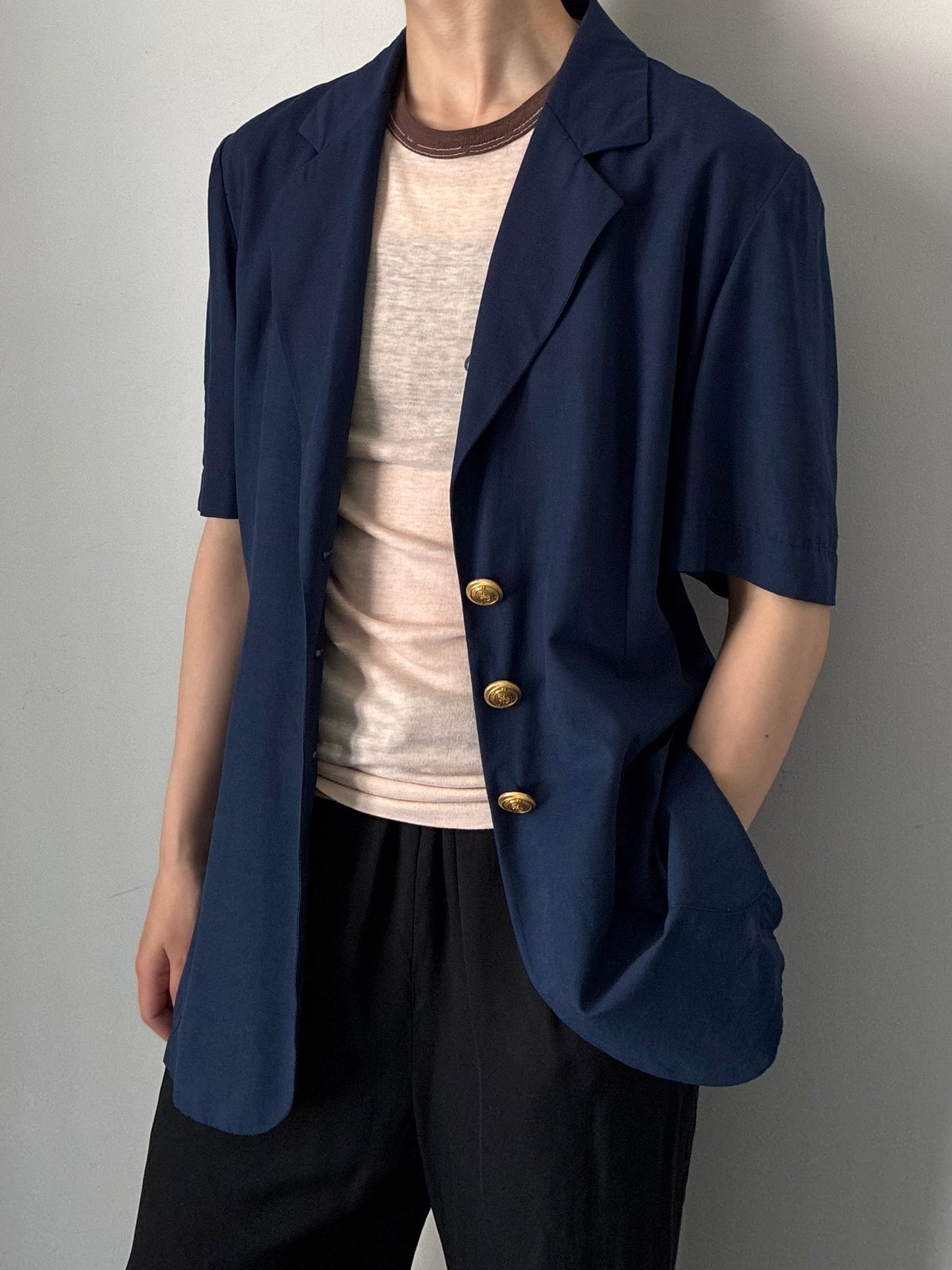Gold buttons poly viscose jacket made in Italy