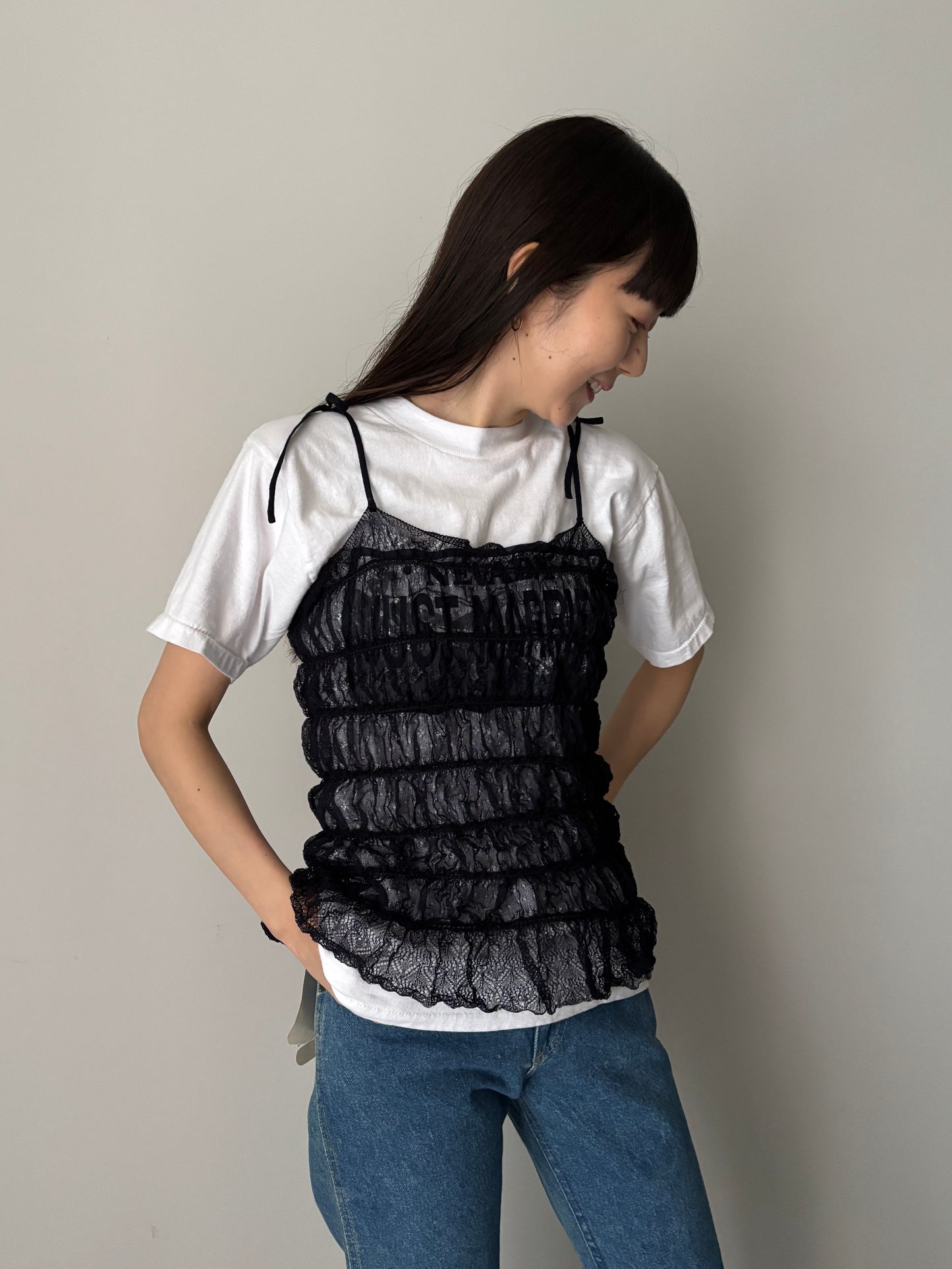 【EUCHRONIA】 Shrring Lace Camisole