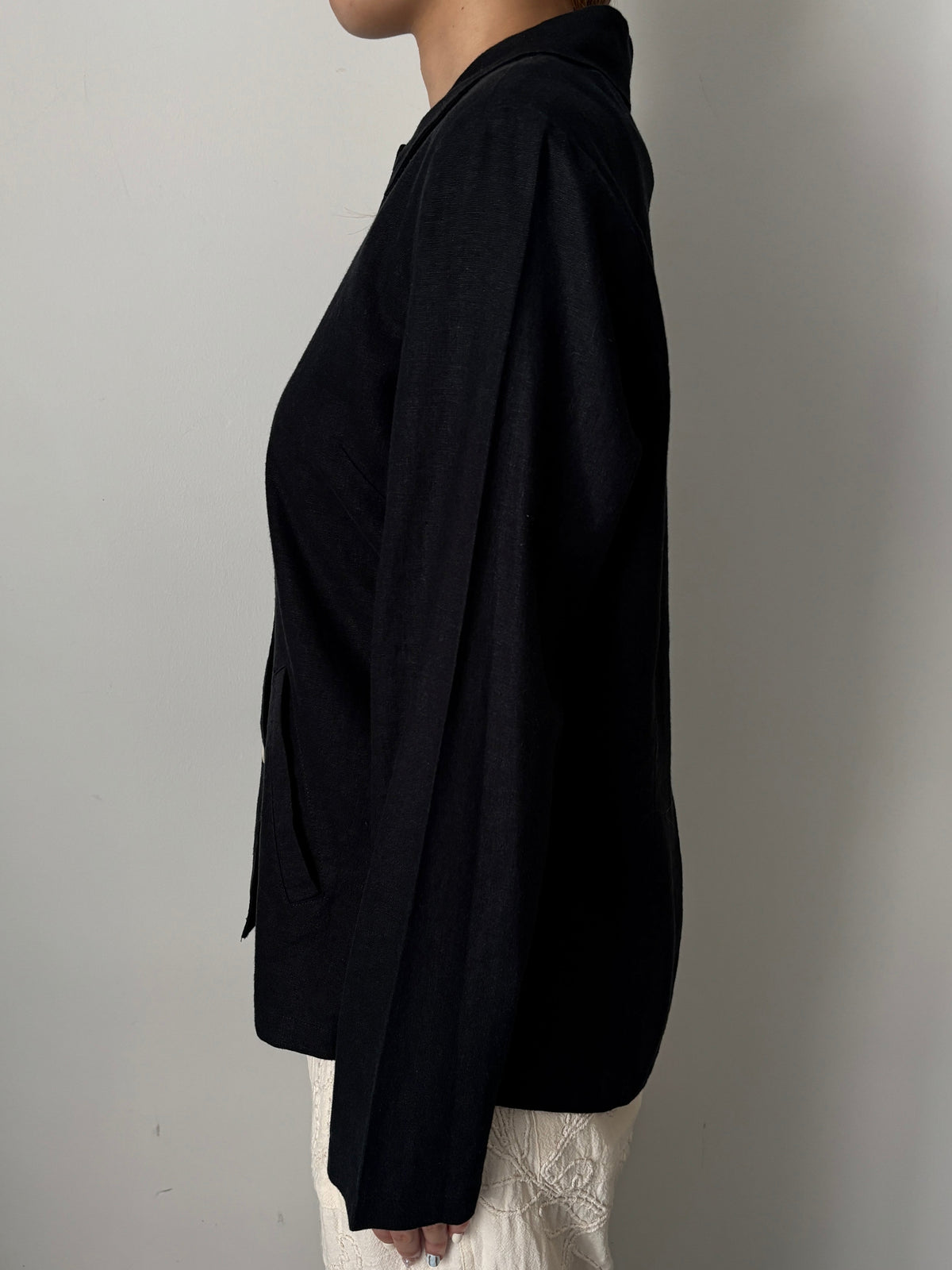 Linen rayon shirt jacket with pocket