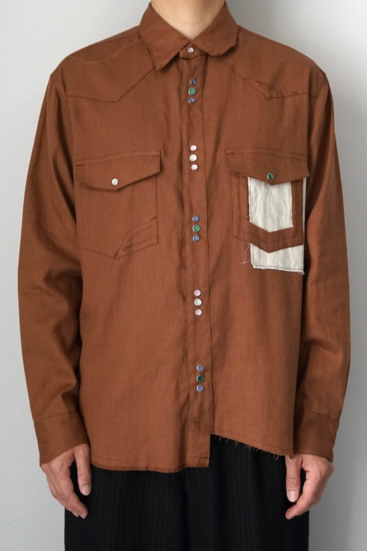 【SHOTAHIYAMA】cotton linen cutting cutting western shirt