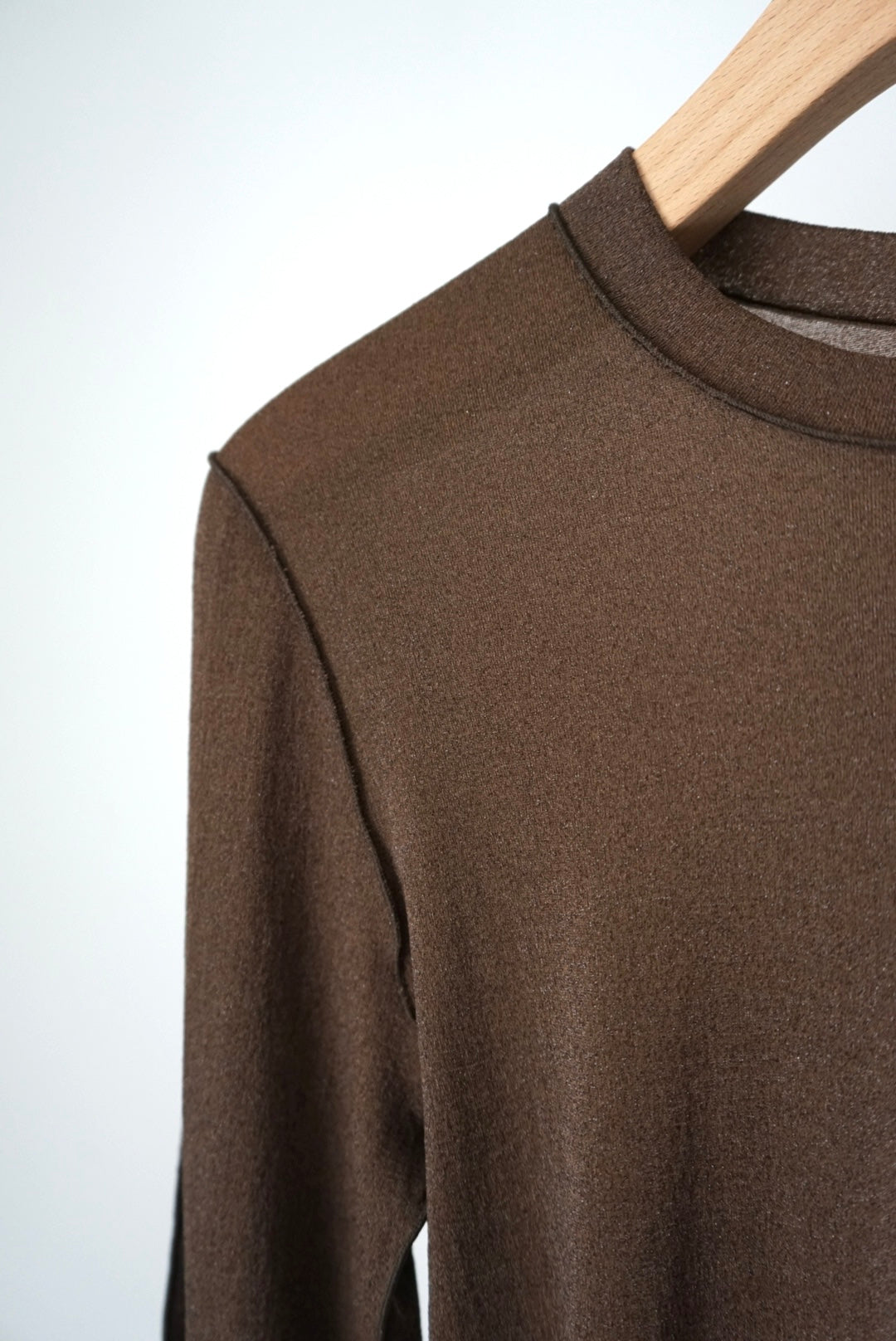 【HAKUJI】Shiny rib LS PO/Brown