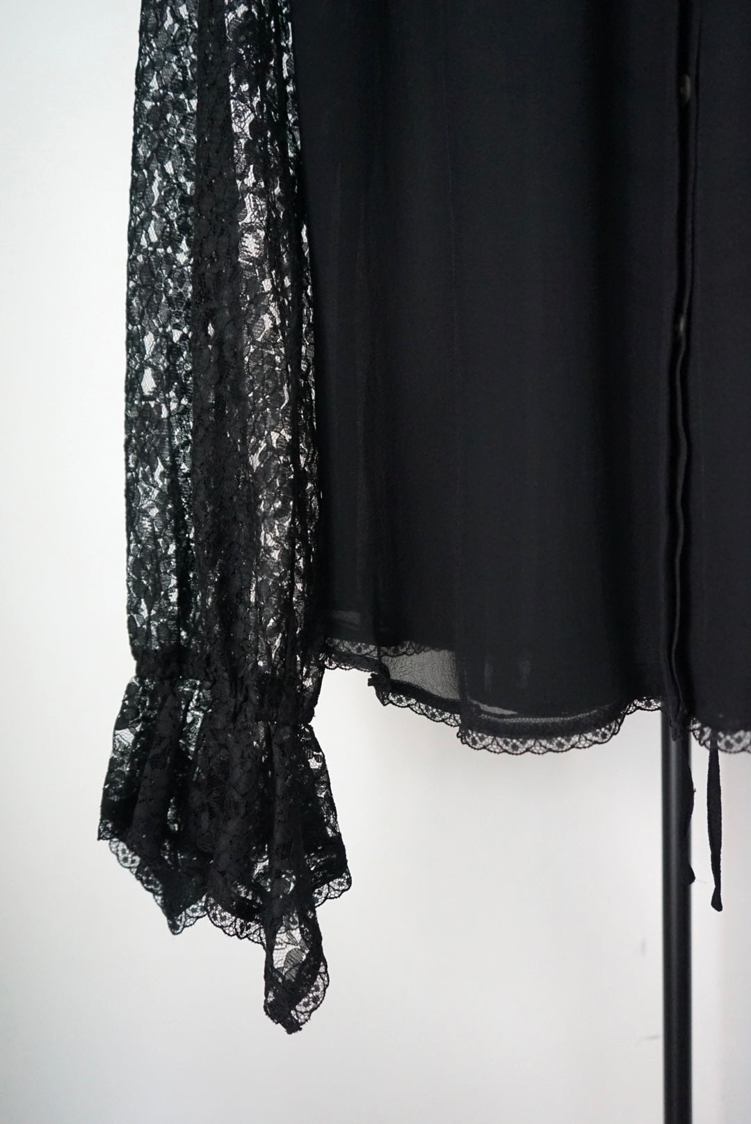 Lace combination silk design shirt