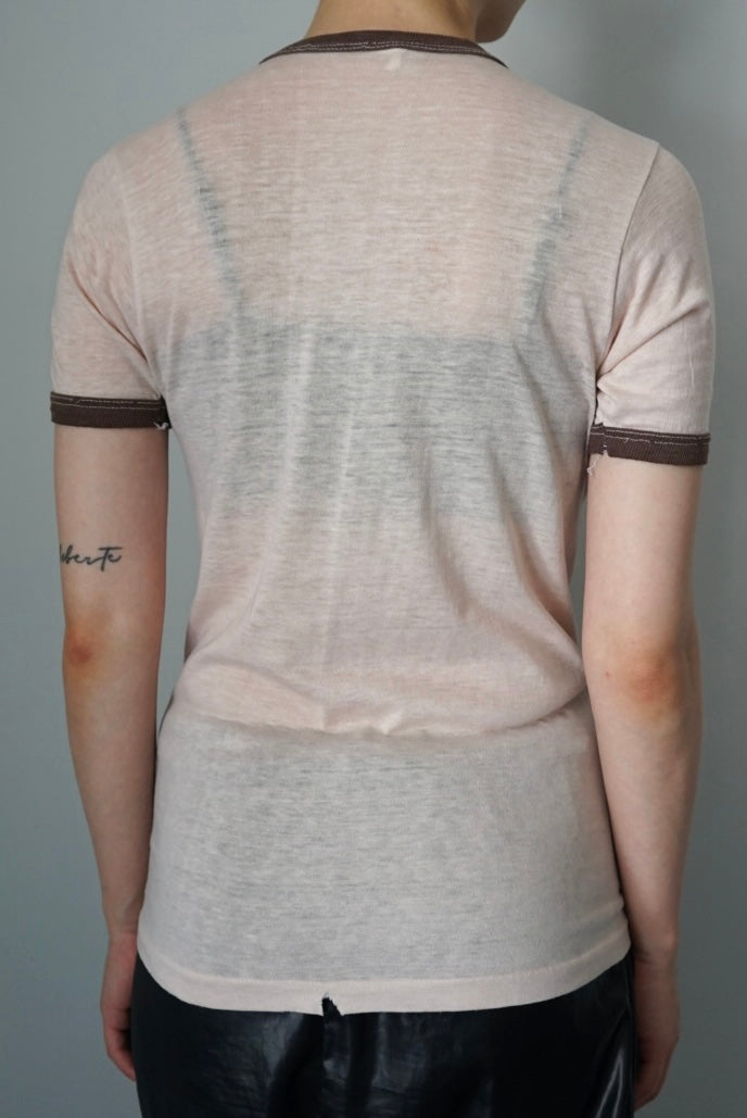 Water-based print damaged ringer tee