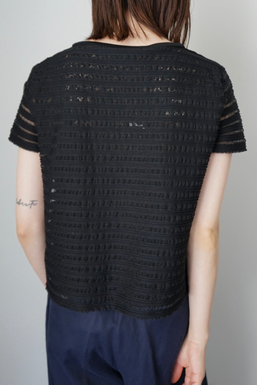 Sheer lace mix tee made in Italy