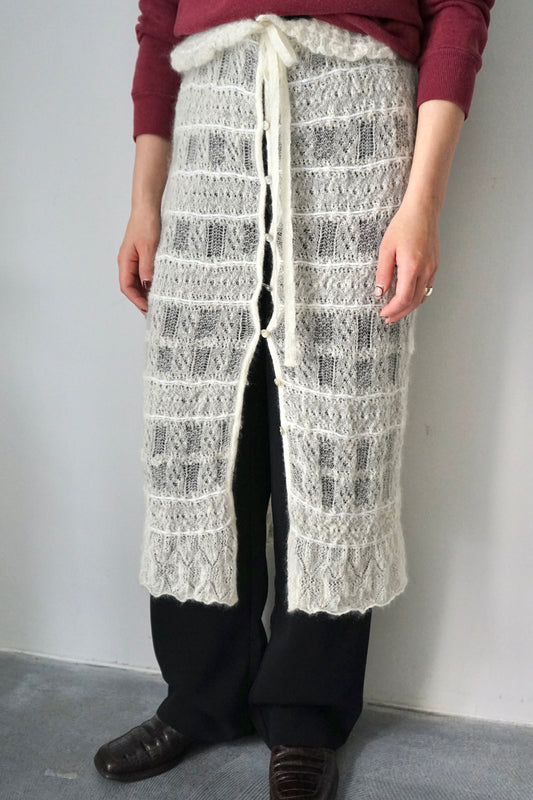 【EUCHRONIA】2way Shirring Mohair Skirt -off white-