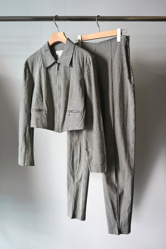 Gingham check jacket & pants setup