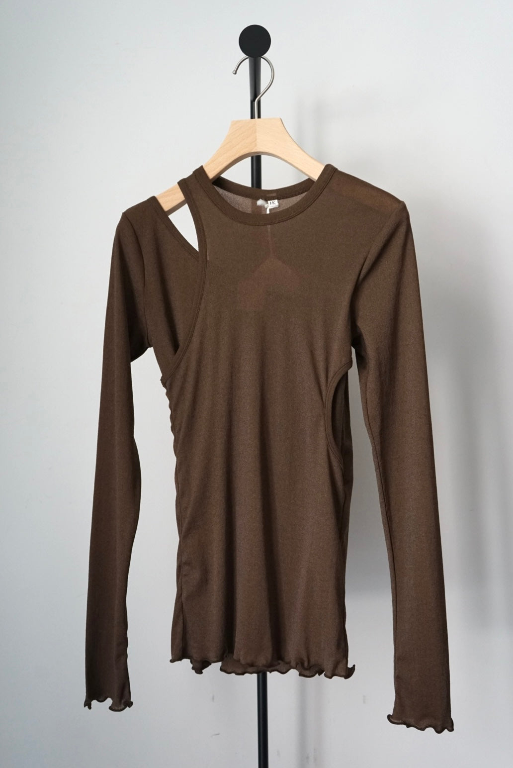 【HAKUJI】Shiny rib layerd LS PO/Brown
