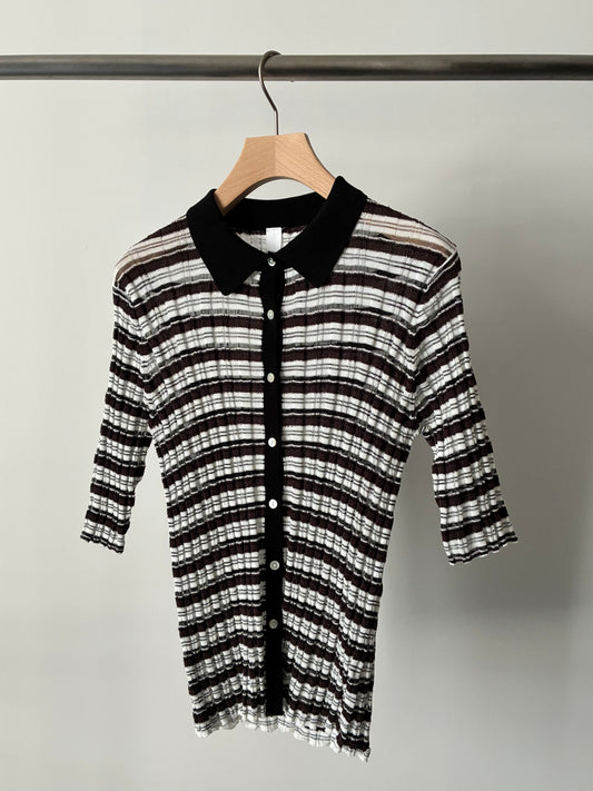 【tyn.TGOR】Sheer border knit polo