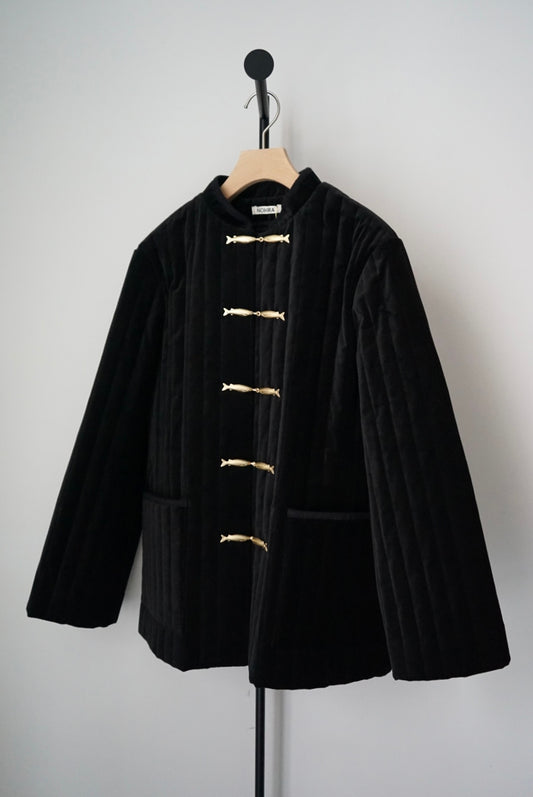 【NOHRA】Velvet quilting fish button jacket