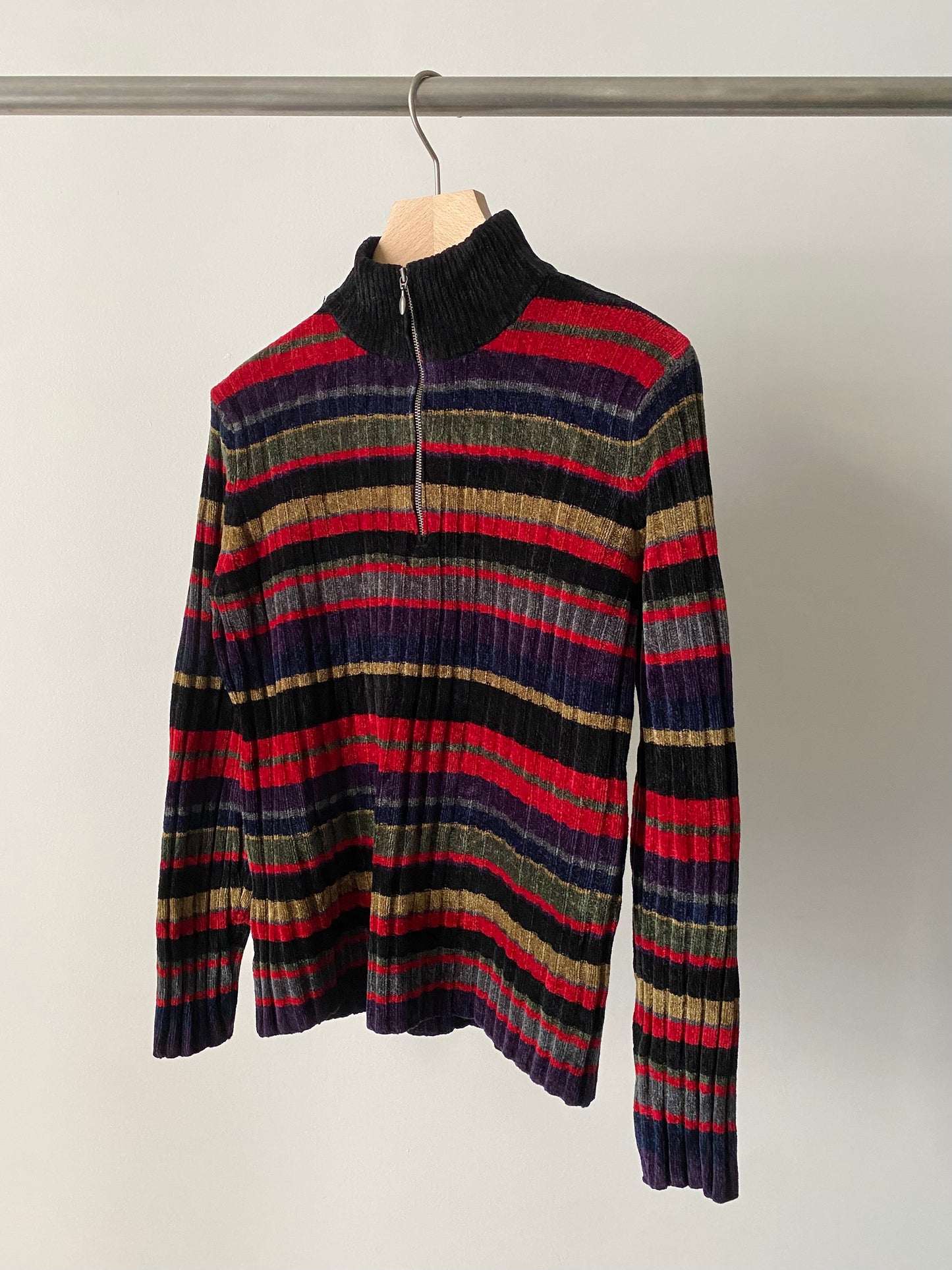 Multi stripe velvet pullover