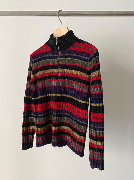 Multi stripe velvet pullover