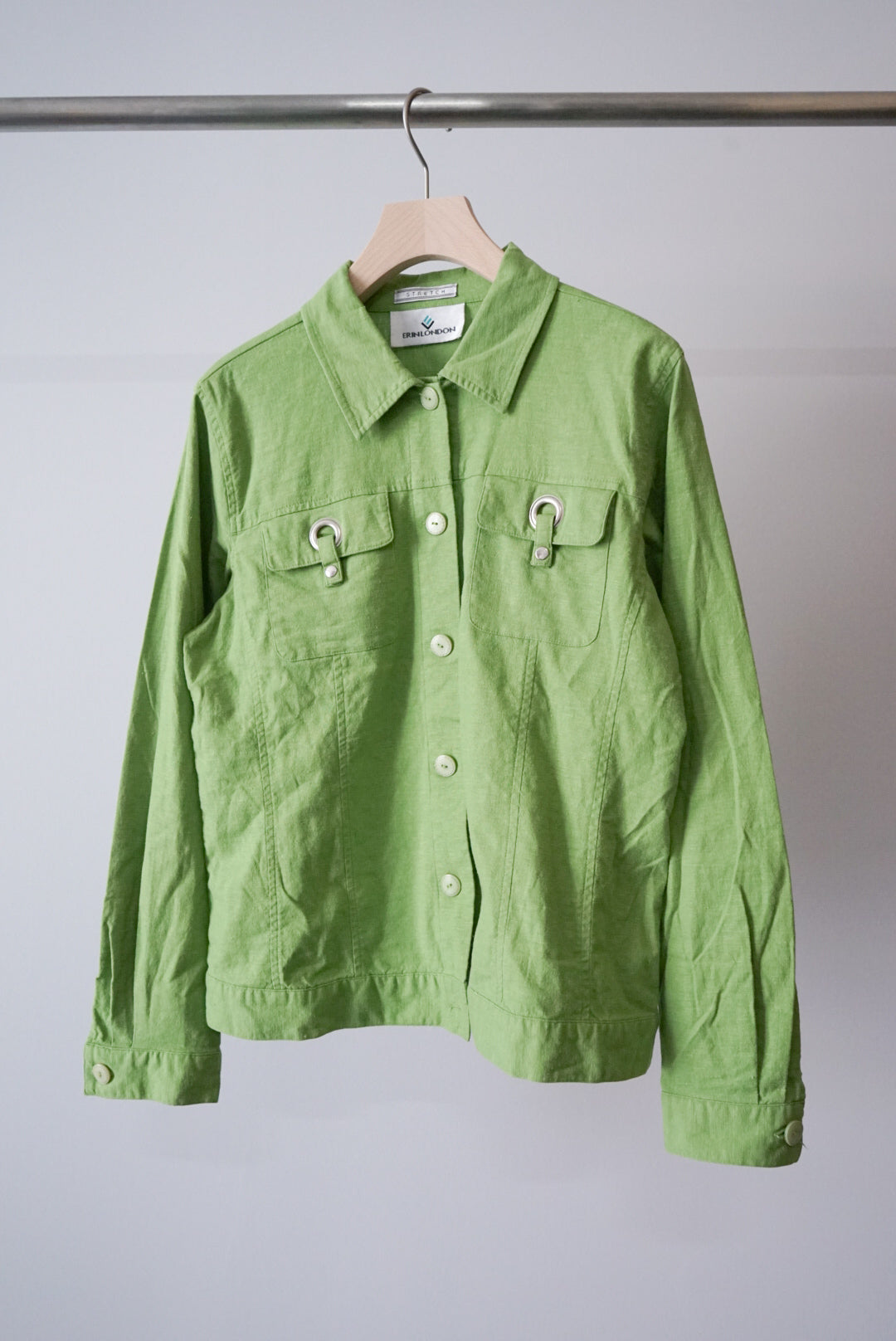 Pistachio linen shirt jacket