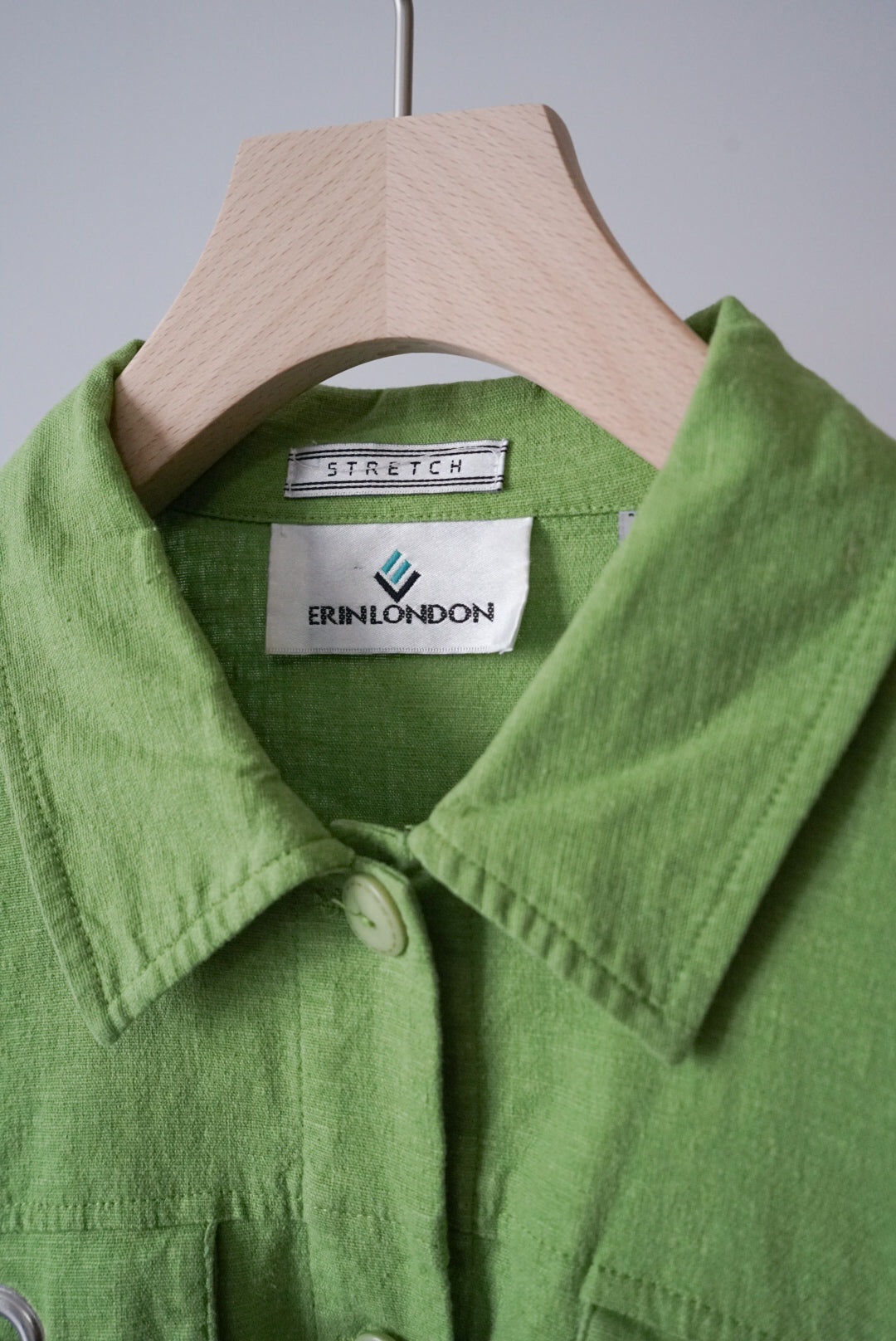 Pistachio linen shirt jacket