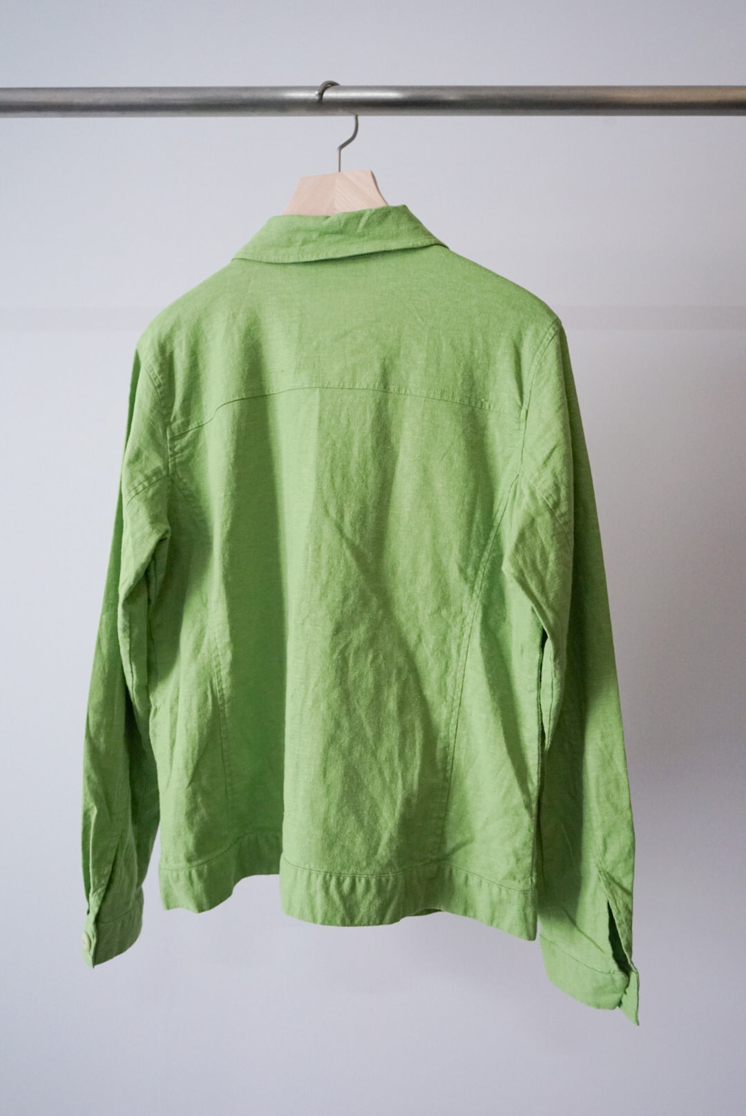 Pistachio linen shirt jacket