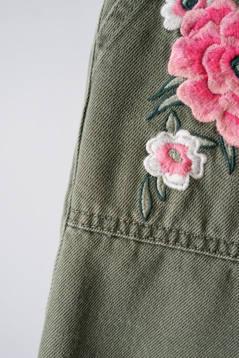 Flower embroidery pant