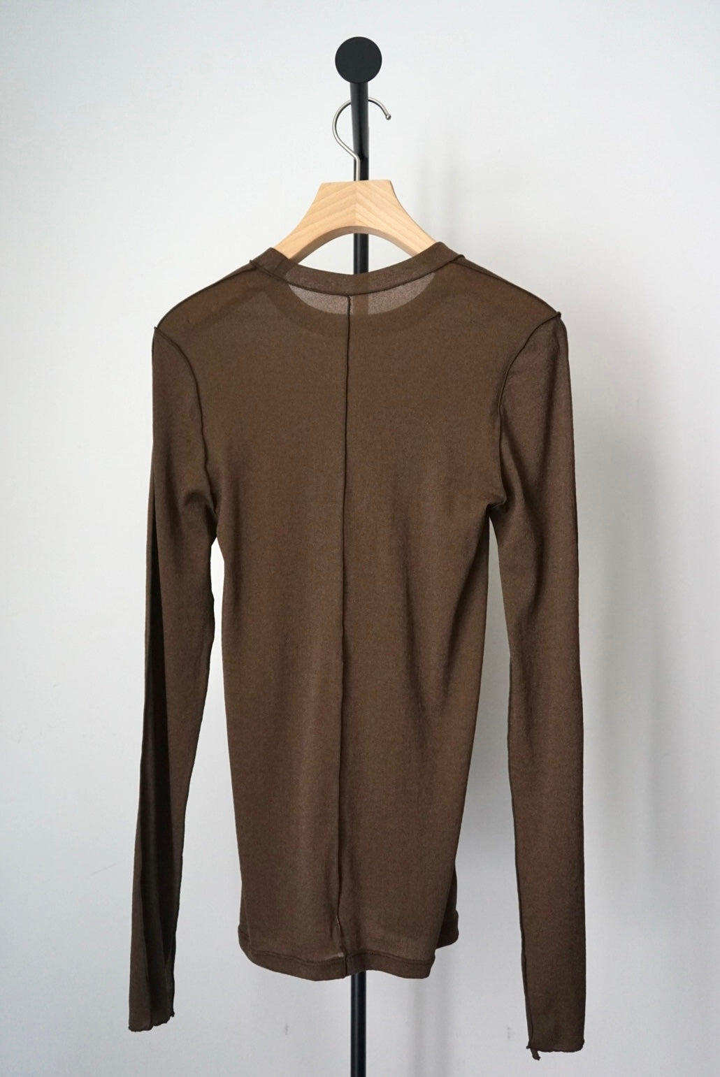 【HAKUJI】Shiny rib LS PO/Brown