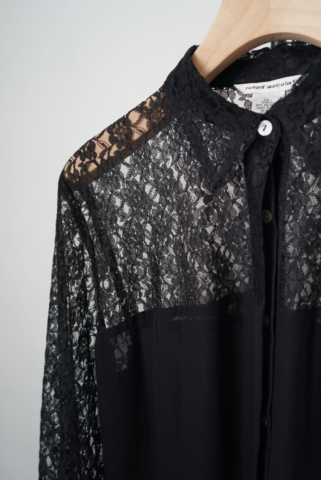 Lace combination silk design shirt
