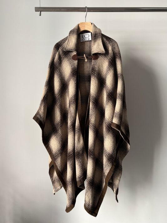 Euro check poncho coat