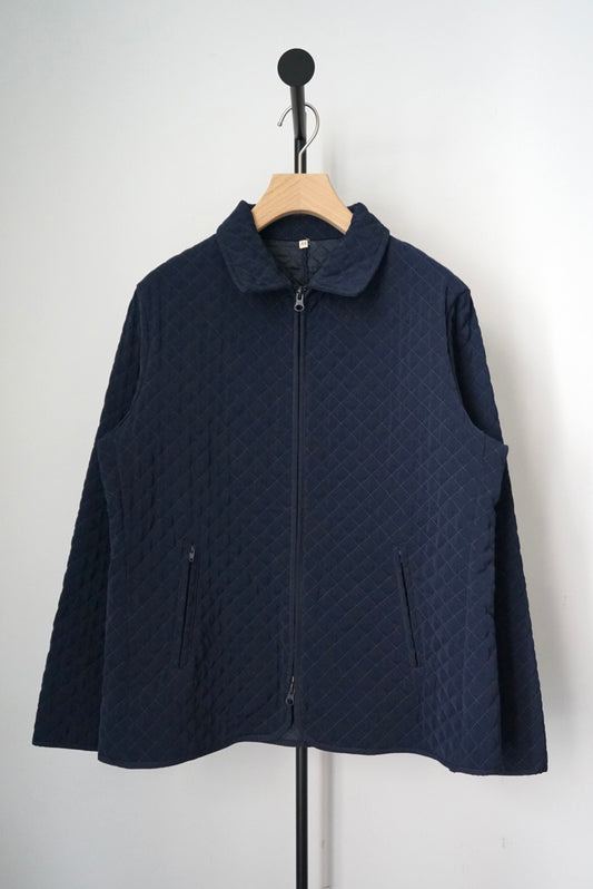 Navy zip-up quilted jacket made in Italy