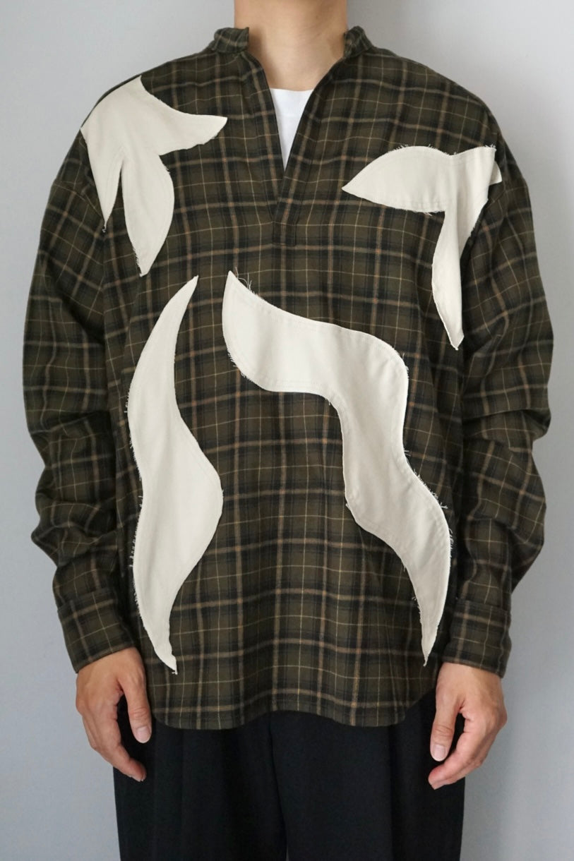 【SHOTAHIYAMA】leaf patchwork pullover shirt