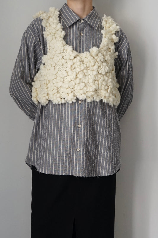 【HAKUJI】Hand-knitted vest (ivory)