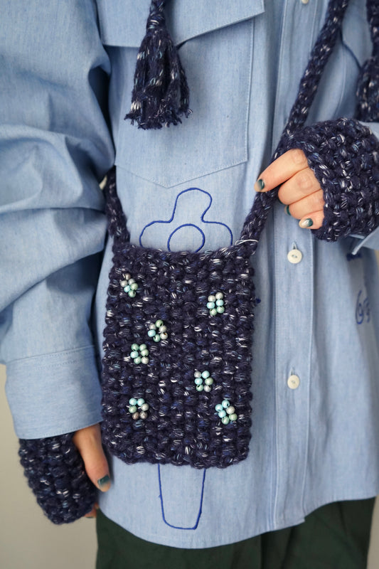 【SHOTAHIYAMA】wool mix hand knit pouch