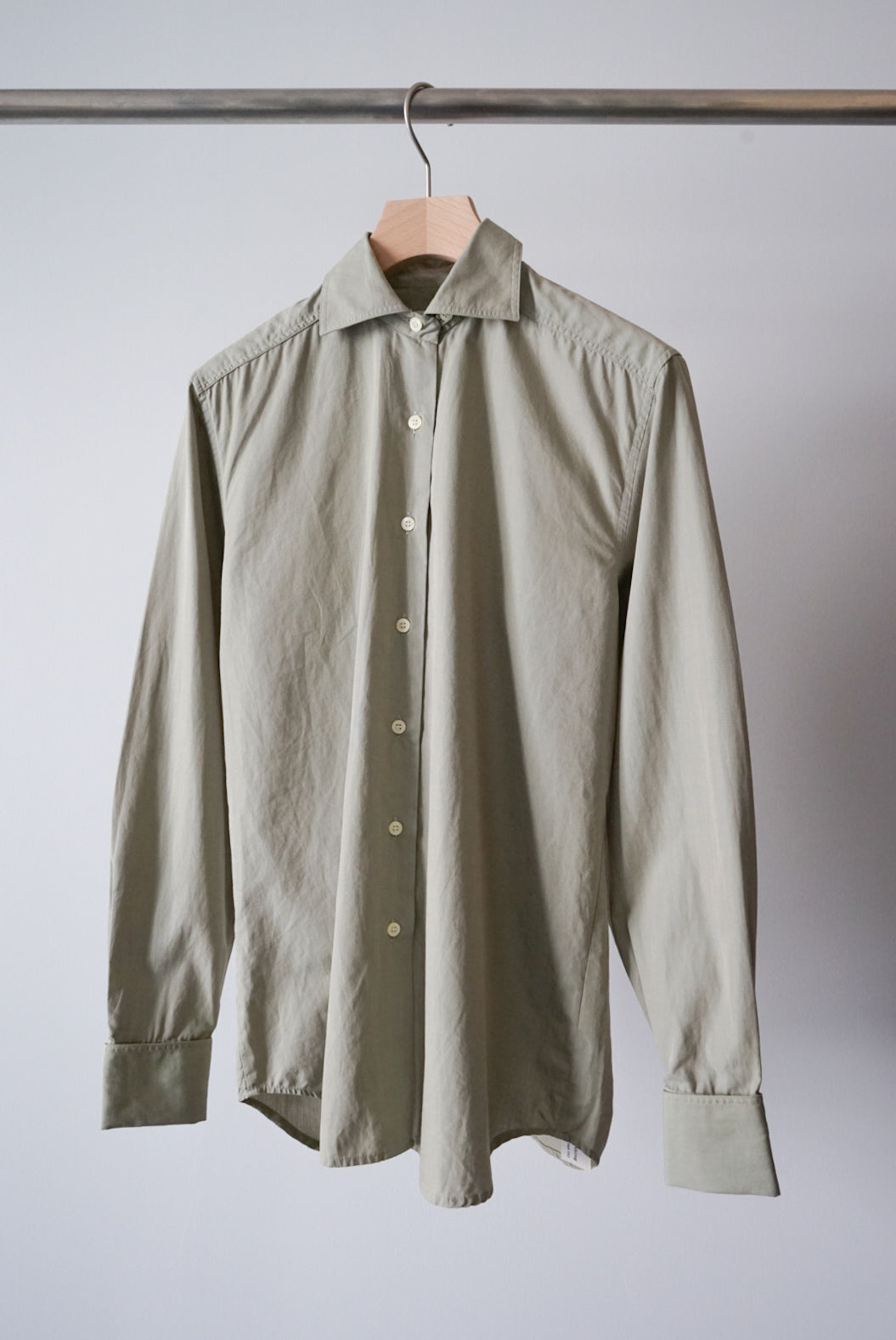 Sage green shirts made in France