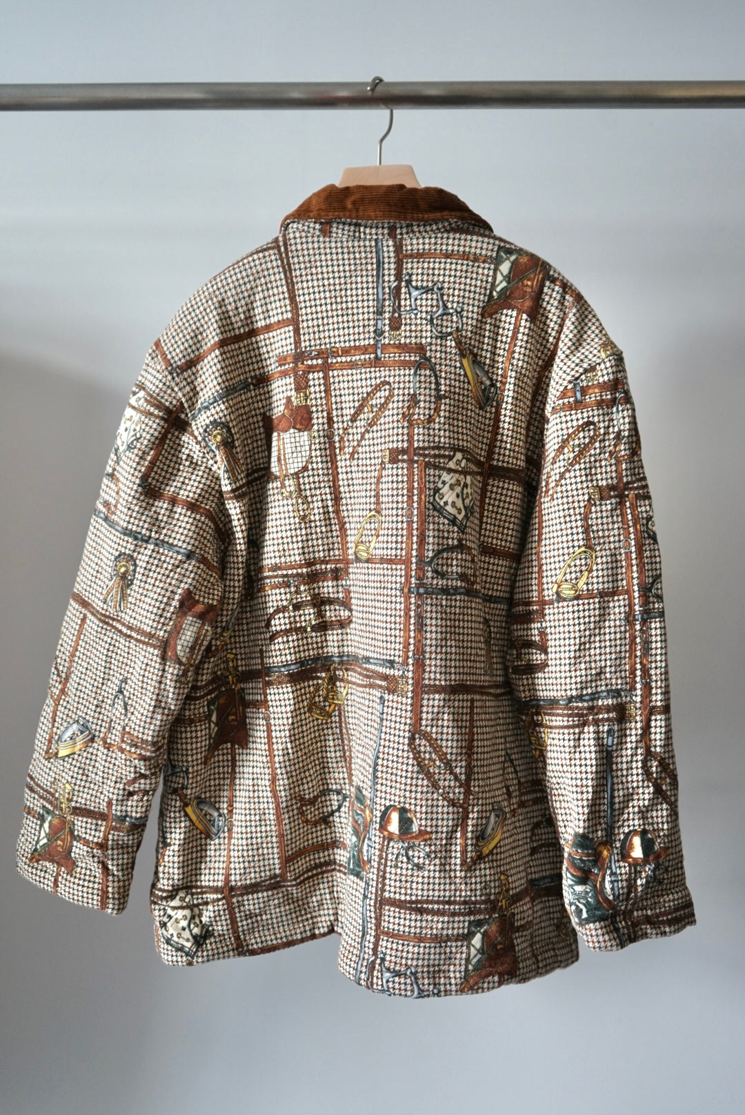 Printed quilting corduroy collar jacket