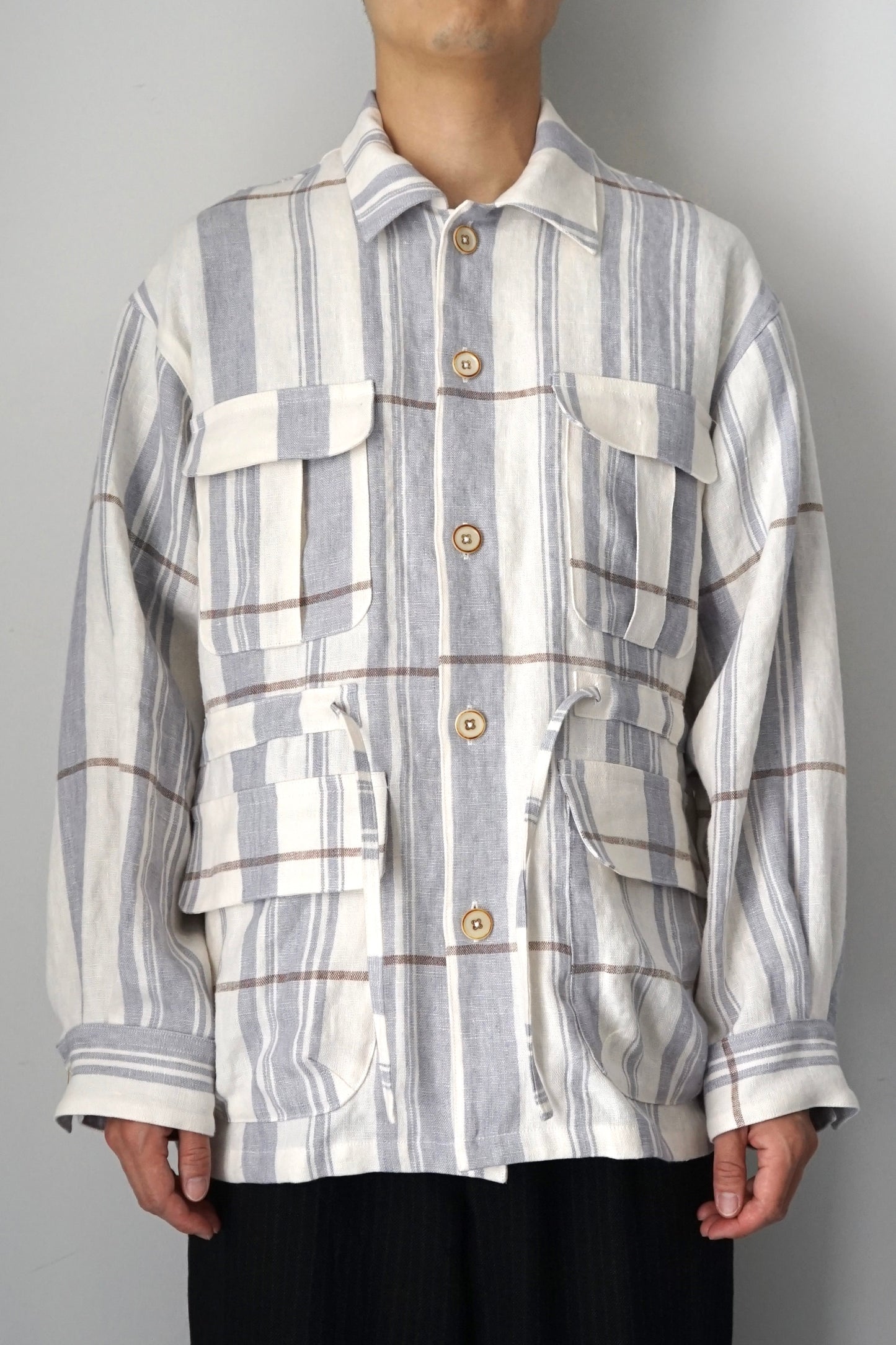 【SHOTAHIYAMA】linen check safari jacket