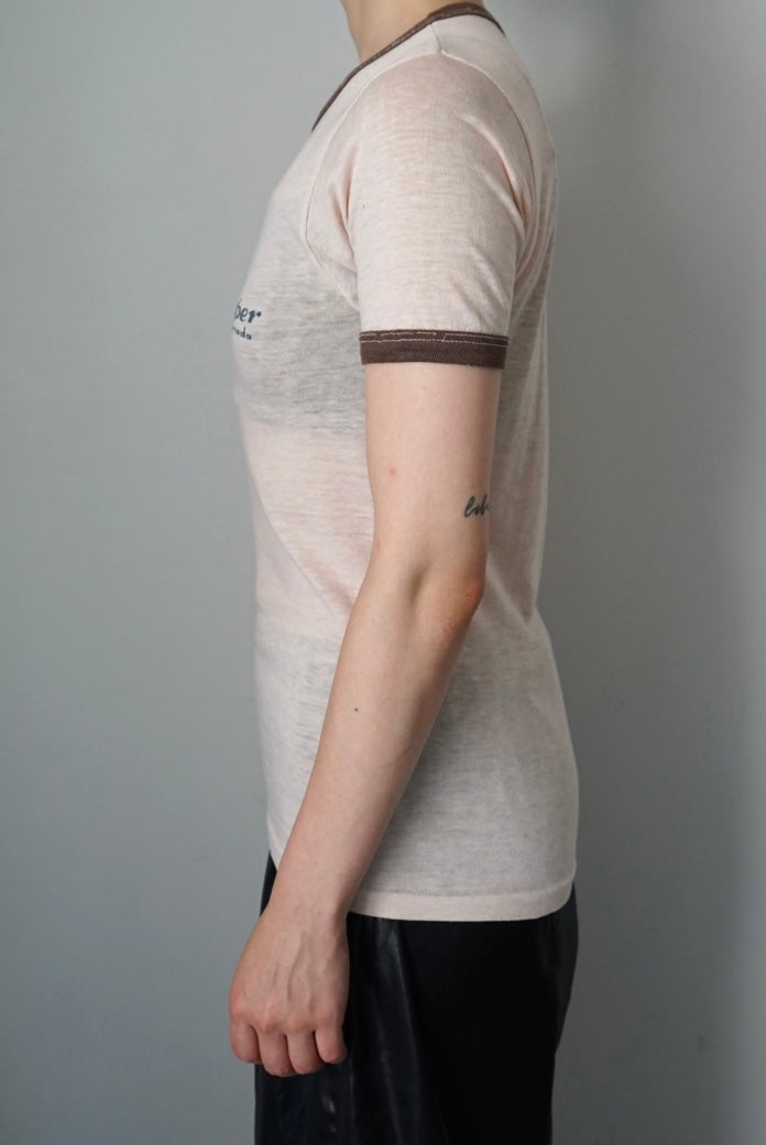 Water-based print damaged ringer tee