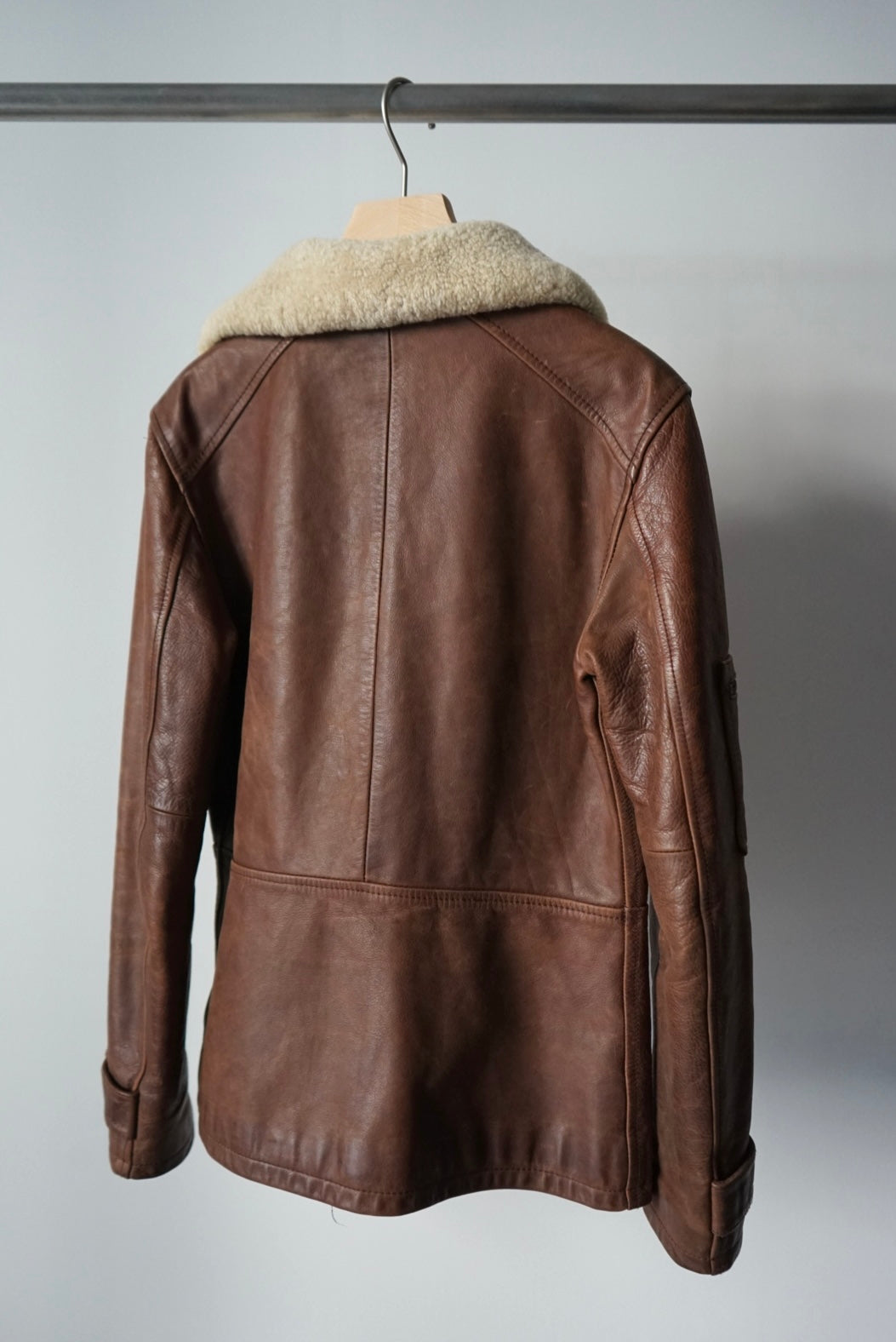 "& DOLCE&GABBANA" mouton collar leather jacket