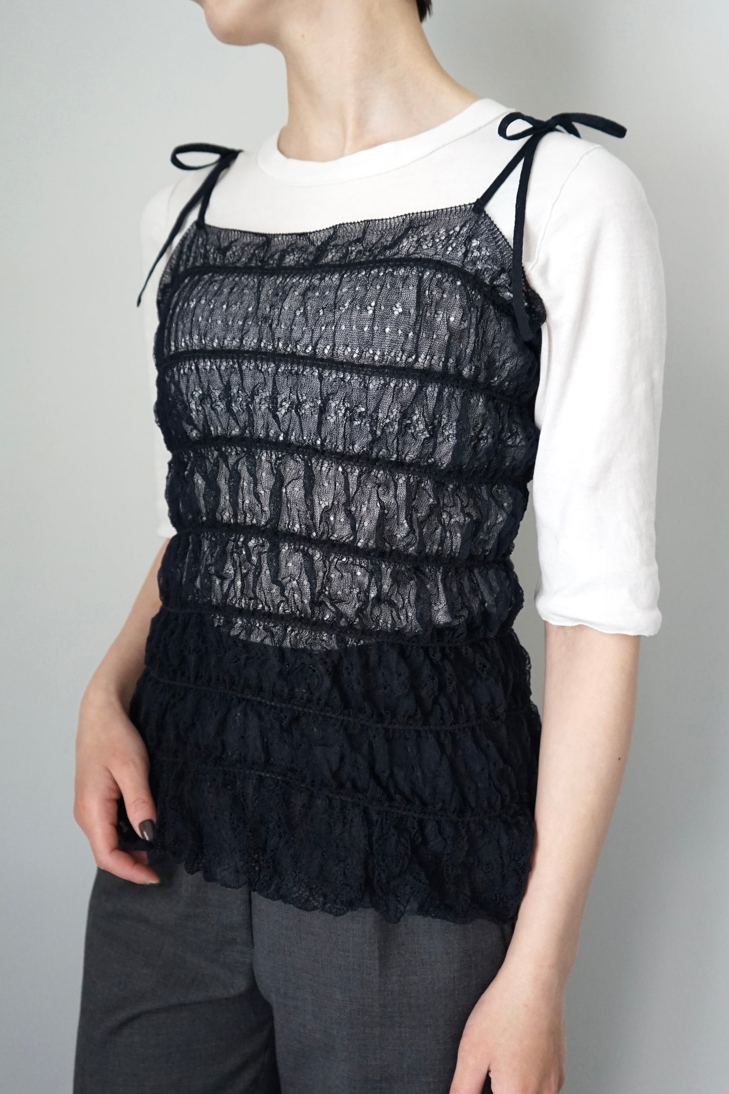 【EUCHRONIA】 Shrring Lace Camisole