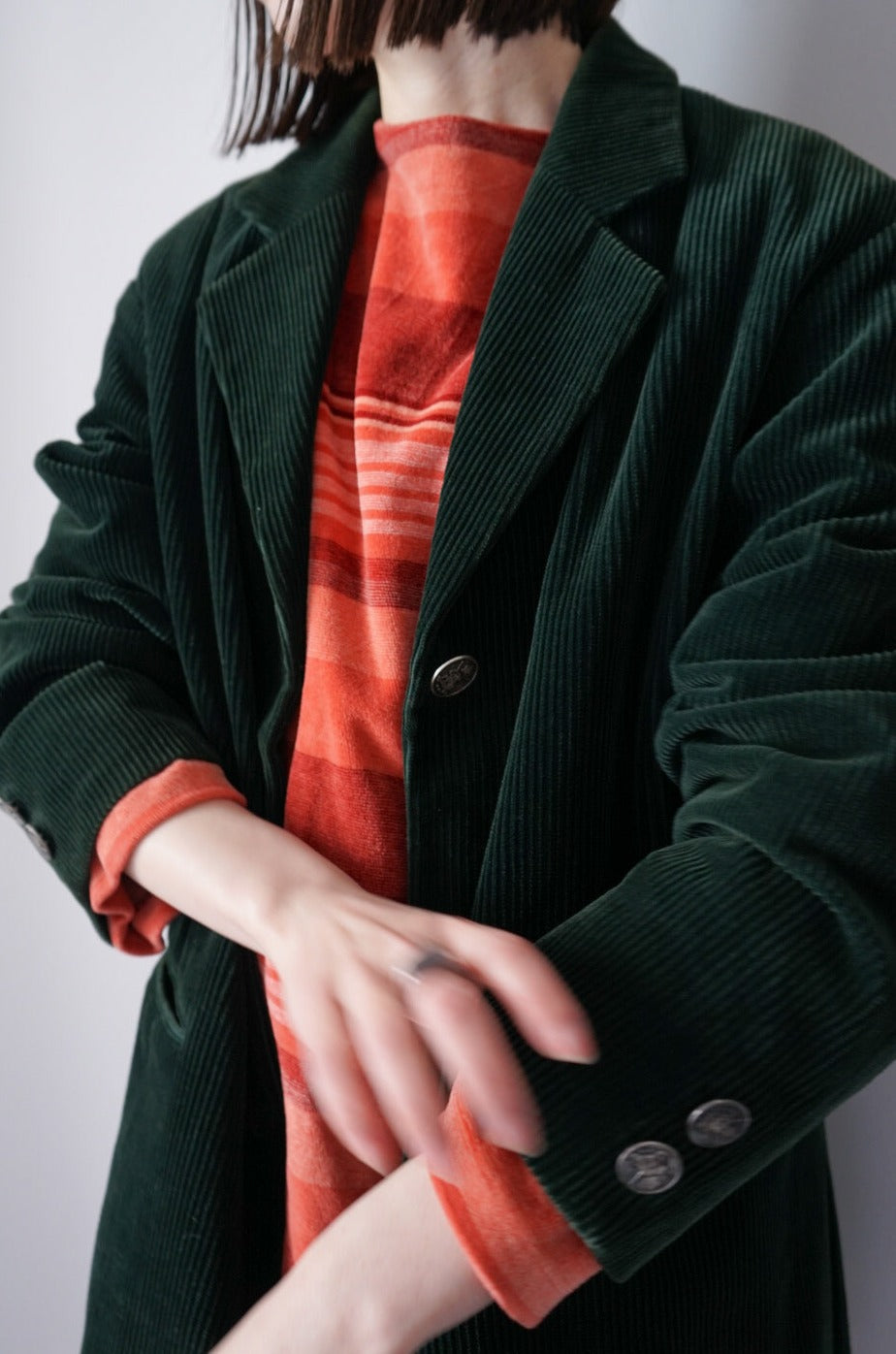 Deep green corduroy jacket made in italy