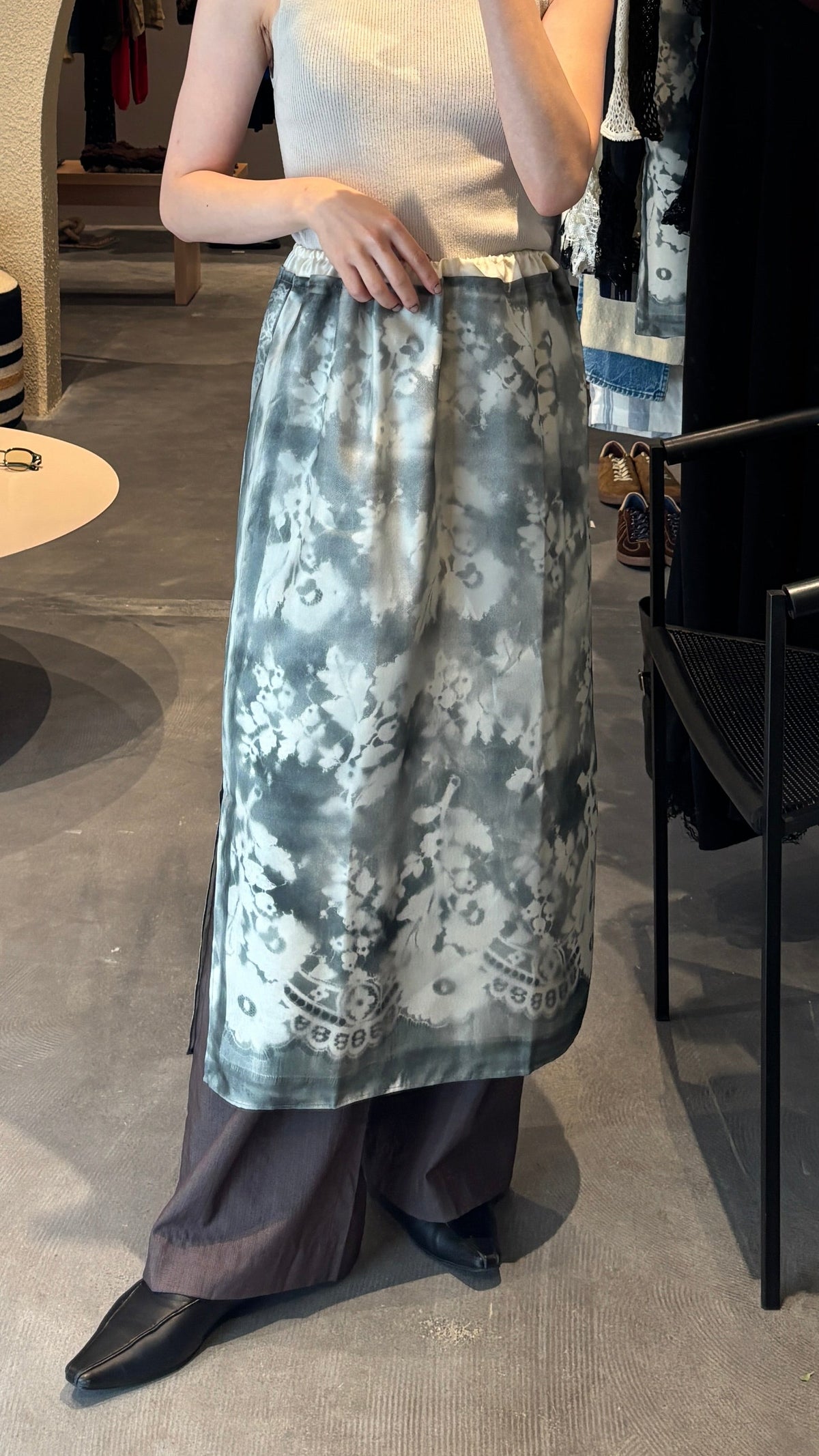 【EUCHRONIA】2way Shadow Lace Print Skirt