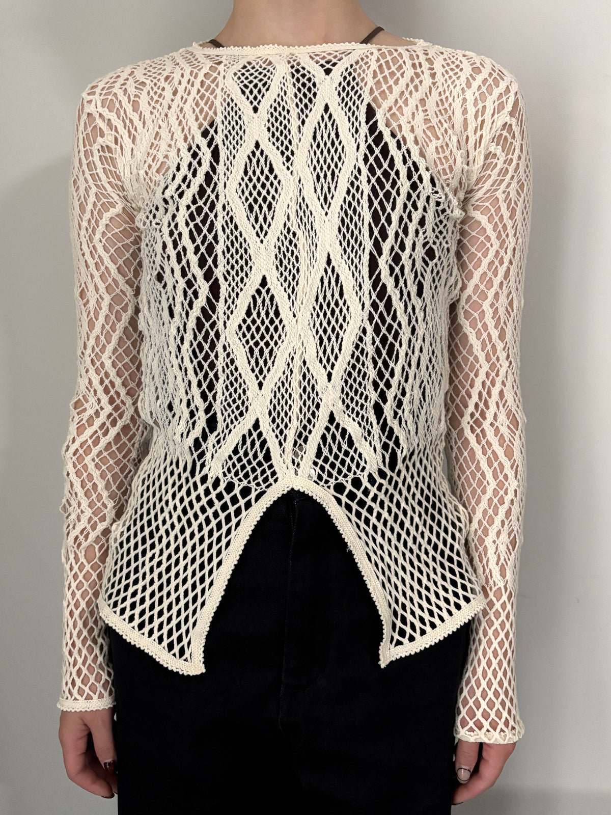 【EUCHRONIA】Stretch Lace Long Sleeve Tee -ivory-