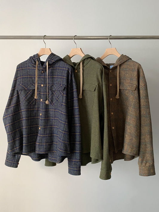 【SHOTAHIYAMA】hooded check shirt