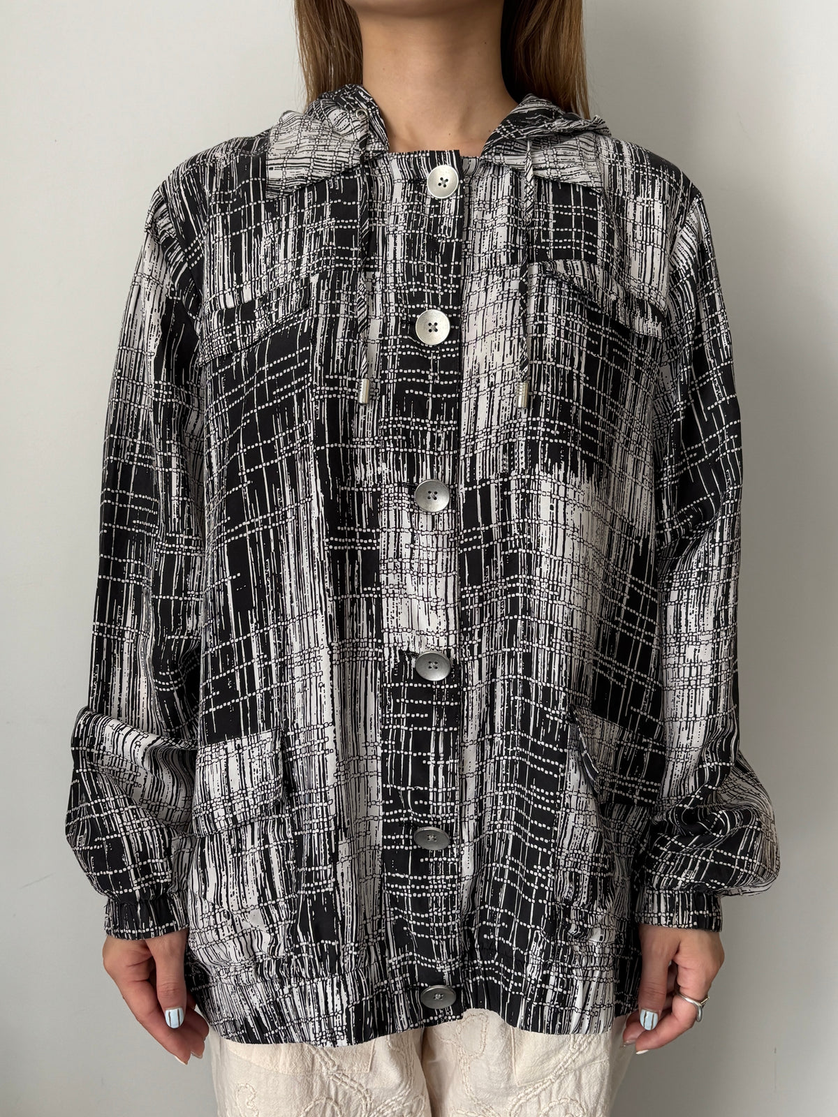 Silk art print foodie shirt jacket